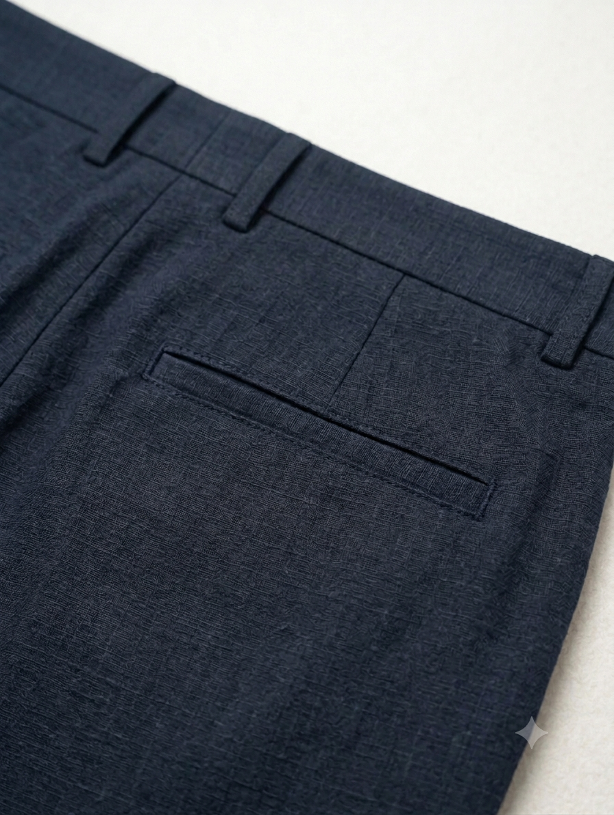 Textured Cotton-Linen Trousers