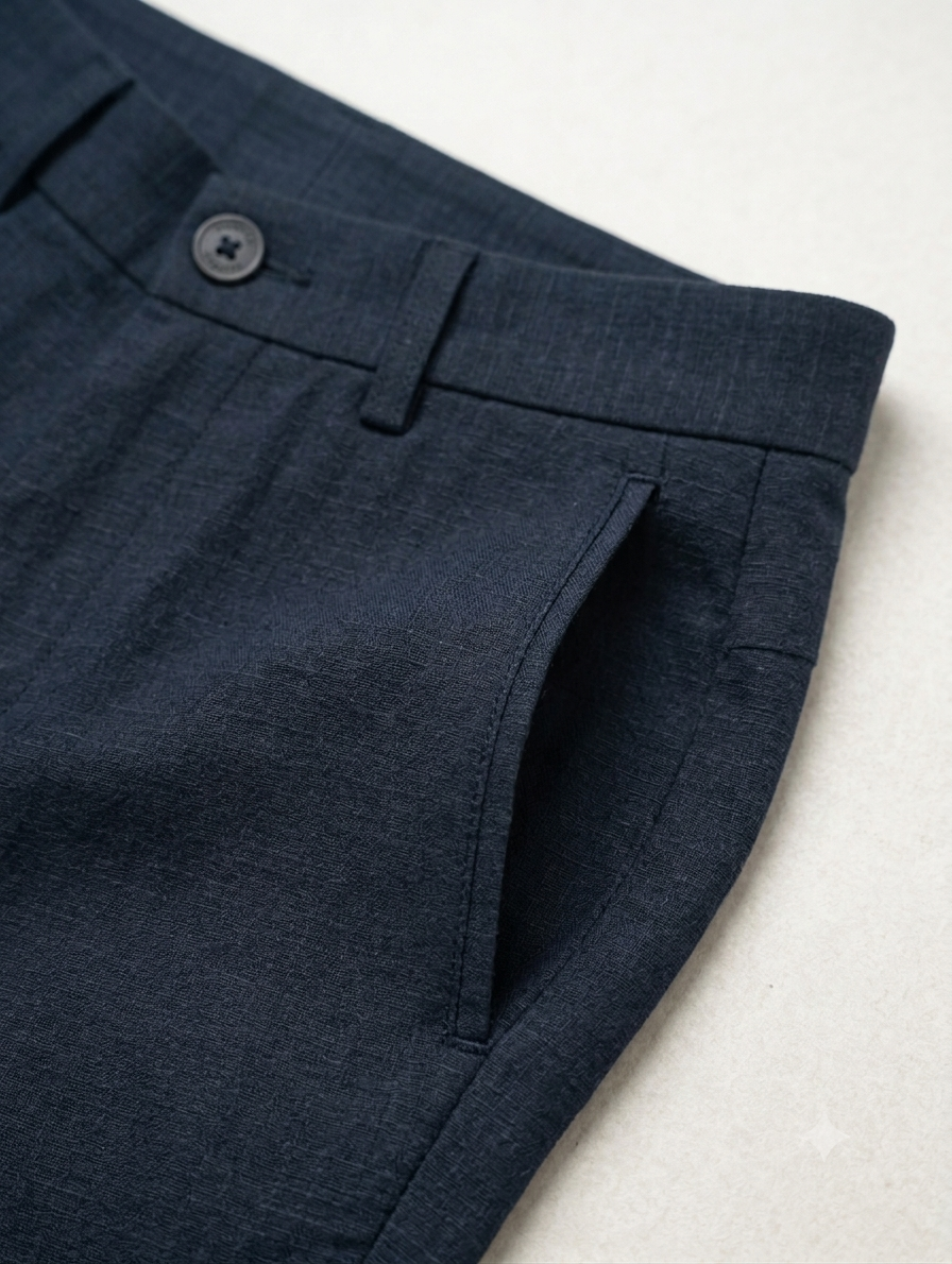 Textured Cotton-Linen Trousers